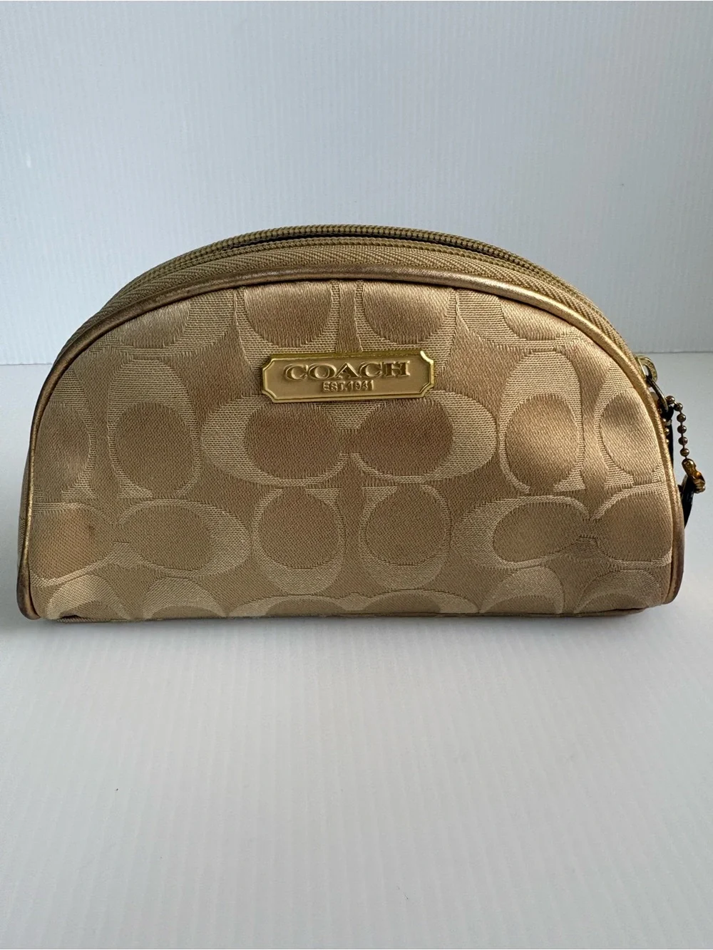 Coach Metallic Gold Monogram Cosmetic Case Limited Edition EUC